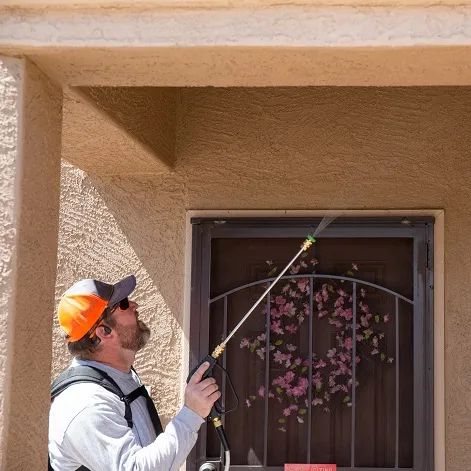 Agro Employee treating for pests outside an Arizona home.